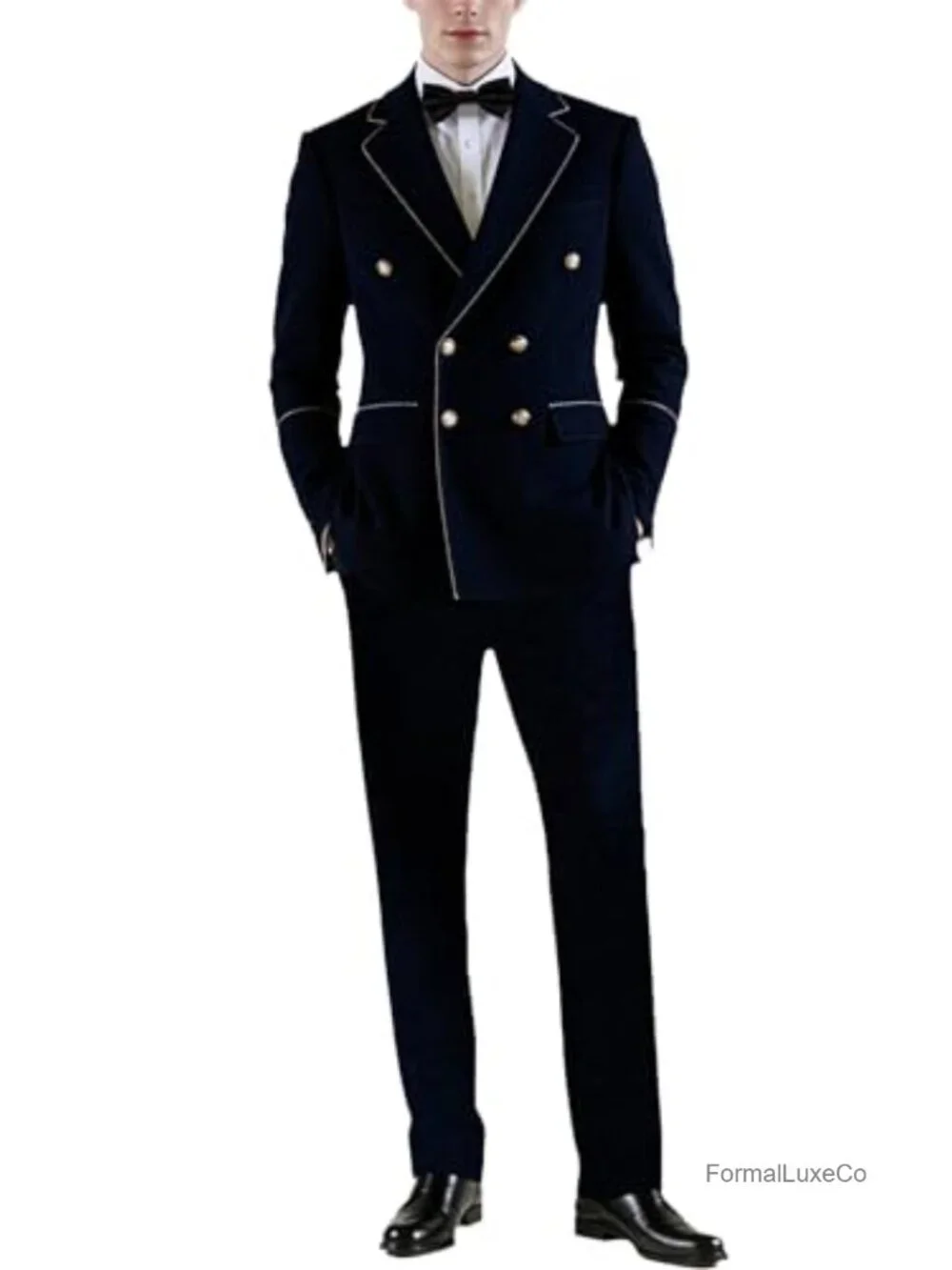 Men's Double Breasted Velvet Suit Set Slim Fit Jacket & Pants Tuxedo